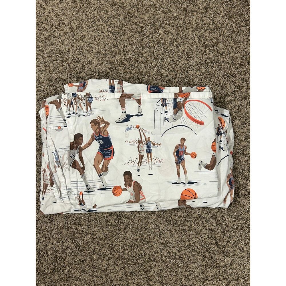 Pottery Barn Kids "Vintage Basketball" Organic Cotton Bedding